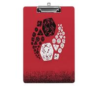 DND Yin Yang Bien et Mal Cuisine Joli bloc-notes acrylique format lettre avec pince métallique, tableau d'écriture robuste, porte-documents en plastique rigide pour bureau, maison ou lieu de travail