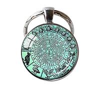 DNDEEZ Porte-clés d'alchimie avec symbole d'alchimie ancienne, porte-clés astrologie noir, cadeau d'alchimiste, porte-clés d'alchimiste, Argenté., 25 mm