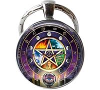 DNDEEZ Porte-clés en forme de pentacle, cadeau pour elle, bijou photo en verre, pentagramme, cadeau Wiccan, bronze, 25