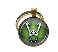 DNDEEZ Porte-clés en verre d'art, porte-clés Loki Dieu du Malice, Argenté., 25 mm