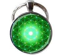 DNDEEZ Porte-clés Mandala Fleur de Vie Bijoux Reiki Géométrie Sacrée Bijoux Zen, bronze, 25