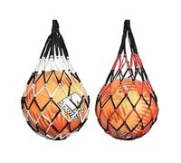 DNDGDLUA Lot de 2 sacs de filet de basket-ball, de rangement en maille, portables pour 1 ballon, filet de football, sac en filet pour basketball, volley-ball, football (noir rouge + noir blanc)