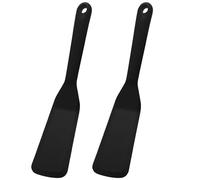 DNDGDLUA Lot de 2 spatules de cuisine en silicone antiadhésives, résistantes à la chaleur, pour poisson, crêpes, œufs, pizza, steak, sans BPA (noir)