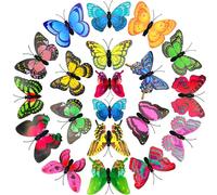 DNDGDLUA Lot de 20 papillons colorés avec broches en PVC, décorations de chambre et de bureau (couleurs aléatoires)
