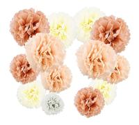 DNDGDLUA Pompons en papier pour décoration de mariage, rose, blanc, doré