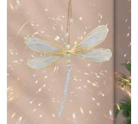 DNDGDLUA Suncatcher - Décoration de fenêtre - Cristaux de verre - Décoration de fenêtre - En forme de pétales de soleil - Décoration en cristal - Arc-en-ciel - À suspendre - Pour jardin (libellule)