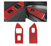 DNDJJM Autocollant de garniture de panneau de commande de lève-vitre de porte intérieure en fibre de carbone compatible avec les accessoires de voiture Ford Mustang GT 2005-2009(Red Carbon B)