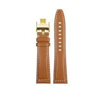 DNDJJM Bracelet de montre compatible avec le bracelet de montre en cuir Longines Pioneer Five Star Admiral Series for hommes Comcas L3.810/L3.811 en cuir de vache(Khaki white gold B,21mm)