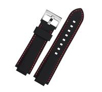 DNDJJM Bracelet de montre en silicone compatible avec le bracelet de montre Oris Aquis Bracelet de sport étanche en caoutchouc noir convexe 22x12mm 24x11mm 24x12mm(Red line-silver,24mm-10mm)