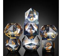 DNDND Dés DND à bord tranchant, un ensemble complet de matrices liquides D&D avec coffret cadeau pour donjons et jeu de dragons (liquide gris)