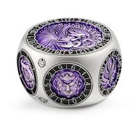 DNDND Dés DND uniques 8 en 1 hexagonaux en métal avec double D20 sur le thème des monstres pour DND Donjons et Dragons, maîtres de donjons avec boîte cadeau à collectionner (argenté et violet)