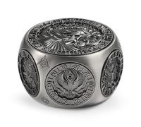 DNDND Dés hexagonaux en métal 8 en 1 double D20 - D&D Monster - Jeu de dés multifonctions pour Donjons et Dragons TTRPG avec boîte cadeau à collectionner (noir)