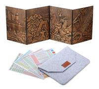 DNDND DM Screen 3D Dragons embossés en similicuir avec 4 poches à 4 panneaux, écran DND Master avec superbe étui cadeau à rabat pour D&D Donjons et Dragon (Cuivre)