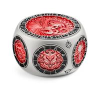 DNDND Dual D20 Dés en métal 8 en 1 - Jeu de dés hexagonaux D&D sur le thème des monstres pour TTRPG Donjons et Dragons, maîtres de donjons avec boîte cadeau à collectionner (argent et rouge)
