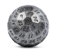 DNDND Iron D100 Lot de dés en métal 50 mm 100 faces avec étui en métal et pochette en velours pour jeu de table Dungeons et Dragons (fer avec numéro noir)