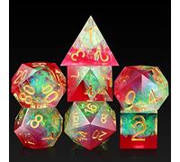 DNDND - Jeu de dés DND roses, faits à la main pour Donjons et Dragons avec magnifique étui cadeau pour DND (rose et tranlucent avec numéro doré)