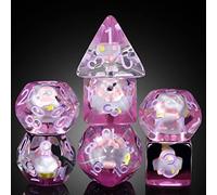 DNDND Lot de 7 dés de voiture violets en résine avec pochette en velours pour Donjons et Dragons D&D à rouler et jeux de table (voiture)