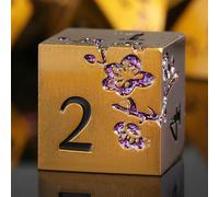 DNDND Lot de 7 dés DND en métal à motif floral - Jeu de dés dragon robustes en métal robuste avec étui cadeau pour jeu de table D&D Donjons et Dragon (laiton ancien)