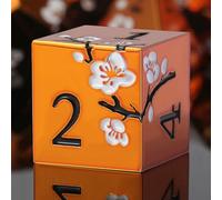 DNDND Lot de 7 dés DND en métal épais métallique avec magnifique étui cadeau pour jeu de table Donjons et dragons (orange avec fleurs blanches)