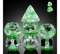 DNDND Lot de 7 dés DND en résine avec pochette en velours pour jeux de rôle et jeux de table Motif serpent