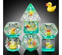 DNDND Lot de 7 dés DND en résine pour jeux de rôle D&D et jeux de table avec sac en velours (Canard)