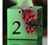 DNDND Lot de 7 dés en métal D&D, dés DND à fleurs métalliques avec magnifique étui cadeau pour jeu de table D&D Donjons et Dragon (vert et rouge)