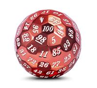 DNDND Lot de dés polyédriques D100 en métal avec étui en métal et pochette en velours Rouge avec chiffres blancs