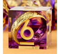 DNDND Magic Lord - Jeu de dés DND à bords tranchants - Tourbillon violet avec anneau doré à l'intérieur avec étui en métal cadeau pour jeu de table Donjons et Dragons D&D (violet)