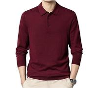 Dndrdhfb Polo en Tricot De Laine pour Hommes, Manches Longues, Bouton À Revers, Slim Business, Pull Décontracté, Hauts 5 Asian Size 4XL(190)