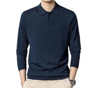 Dndrdhfb Polo en Tricot De Laine pour Hommes, Manches Longues, Bouton À Revers, Slim Business, Pull Décontracté, Hauts B Asian Size 4XL(190)