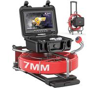 Dnenellr Camera Canalisation 30M avec Barre de Traction et Roues, Camera Inspection Canalisation 1080P avec Émetteur 512Hz, Auto Nivellement, Compteur de Mètres, Endoscope Tuyau Canalisation avec DVR
