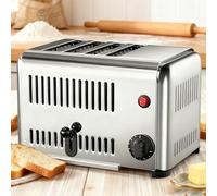 DNEPEI Grille-Pain 4/6 tranches en Acier Inoxydable, Chauffe Rapide et Uniforme, Fentes Larges, minuterie réglable pour Bagels, sandwichs et Pain Artisanal, Argent 4Slice