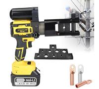 DNEPEI Pince à sertir hydraulique Rechargeable 16-300 mm², avec 11 Paires de Matrices, Force de sertissage 75 KN, Course 17 mm pour cosses en cuivre et Aluminium Yellow-75KN