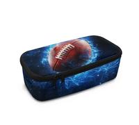Dngkaoje Grande trousse à crayons pour enfants filles garçons avec fermeture éclair et fente pour stylo Organiseur de bureau, Ballon de rugby Lightning bleu, L10.2xW4.5xH3.2 inches, Poche de rangement