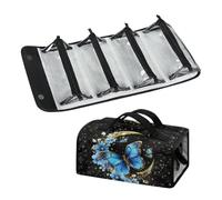 DNGKAOJE Trousse de maquillage enroulable à suspendre pour femme - Trousse de toilette 4 en 1 pliable - Trousse de maquillage de voyage, Moon Butterfly, Taille unique