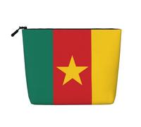 DngSer Drapeau du Cameroun Faux Chanvre Trousse de Maquillage - Trousse de Toilette Voyage Multifonctionnelle - Accessoires de Maquillage - Rangement Quotidien - En déplacement, noir, One Size