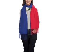 DngSer Elégant drapeau haïtien imprimé pompon écharpe - Foulard à franges pour femme, accessoire de mode polyvalent pour l'automne et l'hiver, noir, taille unique