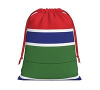 DngSer Grands sacs cadeaux avec cordon de serrage - Drapeau de la Gambie - Sacs à friandises de Noël et de vacances - Sacs cadeaux de fête de Noël, parfaits pour les bonbons