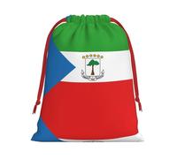 DngSer Grands sacs cadeaux avec cordon de serrage - Drapeau de la Guinée équatoriale - Sacs à friandises de Noël et de vacances - Sacs cadeaux de fête de Noël, parfaits pour les bonbons