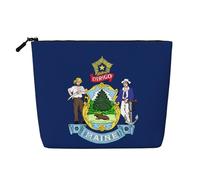 DngSer Maine State Flag Faux Chanvre Trousse de Maquillage - Trousse de Toilette Voyage Multifonctionnelle - Accessoires de Maquillage - Rangement Quotidien - En déplacement, noir, One Size