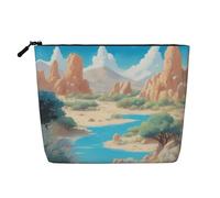 DngSer Oasis in the Desert - Trousse de maquillage multifonction en chanvre synthétique - Trousse de toilette de voyage - Accessoire de maquillage - Rangement quotidien - Pour les déplacements - Noir