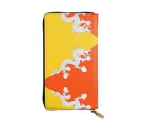 DngSer Portefeuille long en cuir imprimé drapeau du Royaume du Bhoutan - Portefeuille tendance pour femme personnalisé avec porte-cartes et poche pour pièces de monnaie