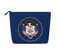 DngSer Trousse de maquillage en chanvre faux drapeau de l'Utah, trousse de toilette multifonctionnelle de voyage, accessoires de maquillage, rangement quotidien, en déplacement, noir, taille unique,