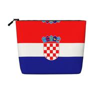 DngSer Trousse de toilette multifonction en chanvre avec drapeau de la République de Croatie - Accessoires de maquillage, rangement quotidien - En déplacement, noir, One Size