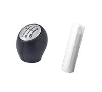 Dnhqknoaf Pommeau de Levier de Vitesse Pommeau Levier Vitesses 6 Rapports Cuir Poignée Stylo Pour Megane 3 III Pour Duster Pour Scala Pour CC Pour Scenic III Pour Trafic(Knob and Adapter)