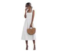 Dninmim Robe d'été sexy dos nu avec bretelles spaghetti et bretelles blanches et noires, blanc, M