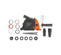 Dnipro-M Couvercle de dépoussiérage pour meuleuse 125 mm, réglage de profondeur 6-28 mm, largeur 8-30 mm, compatible avec double disque, rouleaux de guidage et plastique ABS antistatique - W125