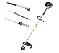 Dnipro-M Débroussailleuse à essence 32,6 cc, moteur 2 temps, coupe 430 mm, barre amovible, avec accessoire élagueuse de hauteur, taille-haie et extension pour jardin 33 m