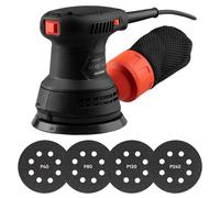 Dnipro-M Ponceuse Excentrique PE-29S, avec 20 Plateaus de Poncage 125mm, Orbitale Électrique Filaire Professionnelle à 6 Vitesses, Ponceuse Bois Multifonction Plâtre Aspirante, Faible Vibration