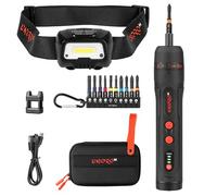 Dnipro-M Tournevis électrique de précision sans fil 3,6V + lampe frontale 300 lm. Couple 4,5 Nm/10 Nm, LED, batterie 2000 mAh, USB-C, 10 embouts, étui.